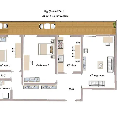 Notre Dame - Huge Sunny Modern 2br Flat - Terrace Apartament Nicea